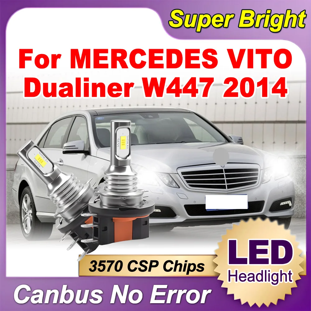 

2 шт. светодиодные лампы для фар 3570 CSP, 6000K, супербелые, H15, 20000 лм, высокая мощность, 12В, для MERCEDES VITO Dualiner W447 2014