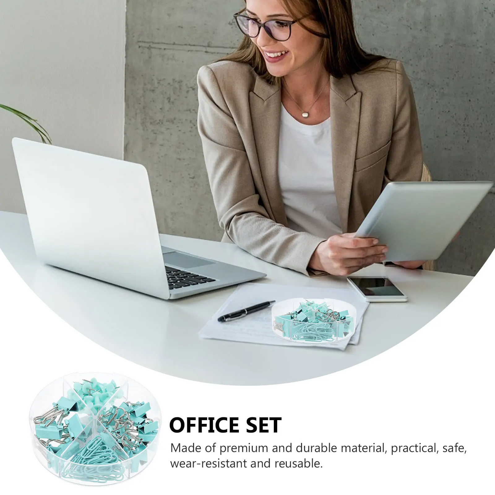 1 Set Office Paper Clips Iron Thumb Tacks Multi-Functional Binder Clips Portable Sorting Supplies Gold Bulletin Board Tool Kit