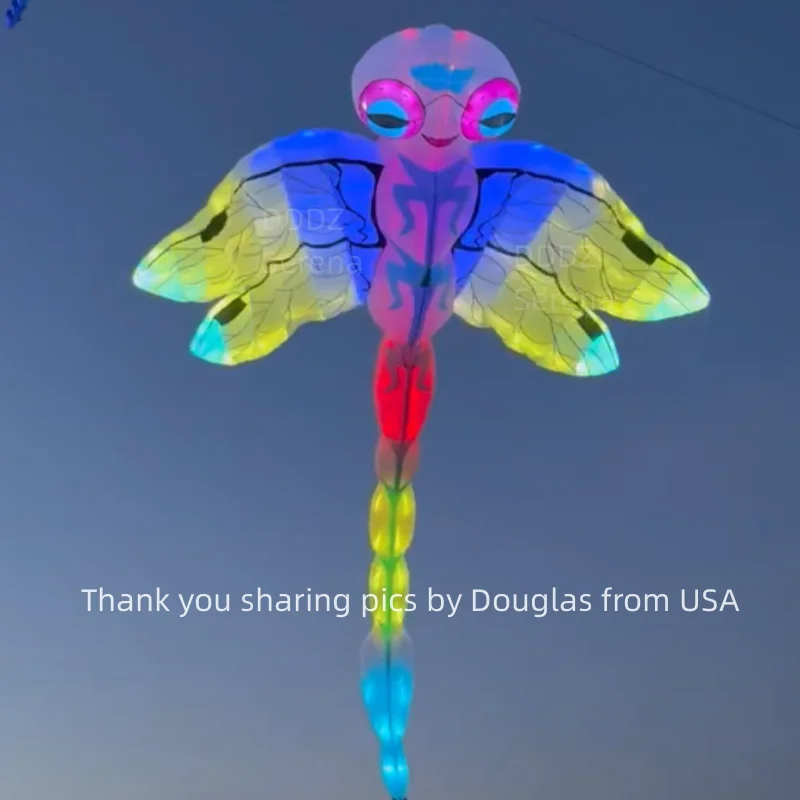 DDDZ 9M 22M LED libélula suave inflable noche cometa línea lavandería 20D mezcla con nailon ripstop 40D con control remoto para adultos