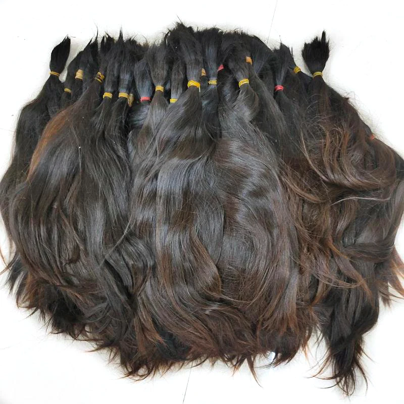 Bundles de cheveux humains raides en vrac bruts 100% naturels, pas de trame, non transformés, extensions de tressage, choix élégant pour les femmes, 50g, 100g par pièce