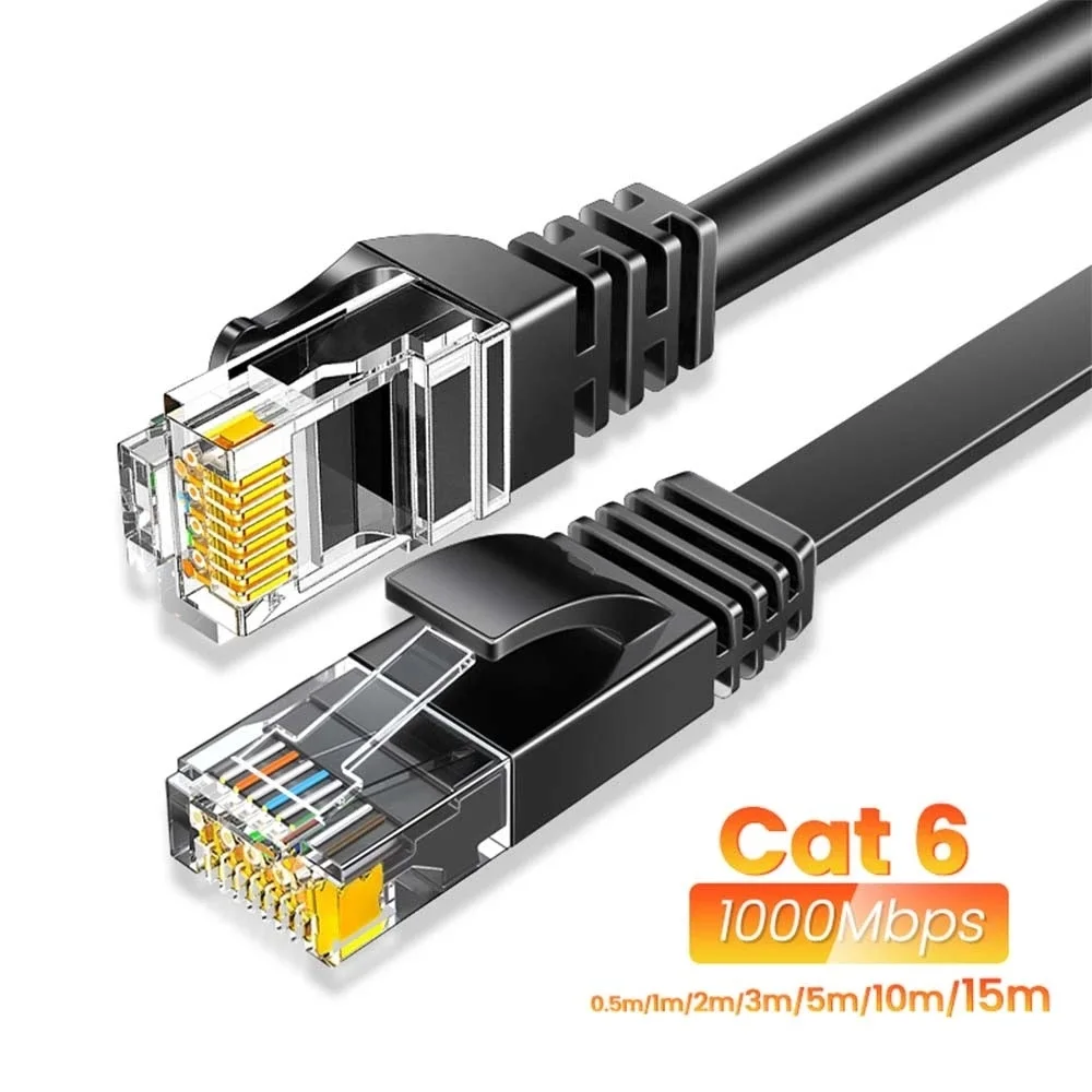 CYANMI Cat 6 Ethernet 165ft, Zewnętrzny i wewnętrzny 10Gbps Obsługa sieci Cat8 Cat7, Płaski szybki komputer RJ45 Internet LAN Solid Patch Kabel z klipami do routera, Modem, PS4/5, Xbox, Gaming