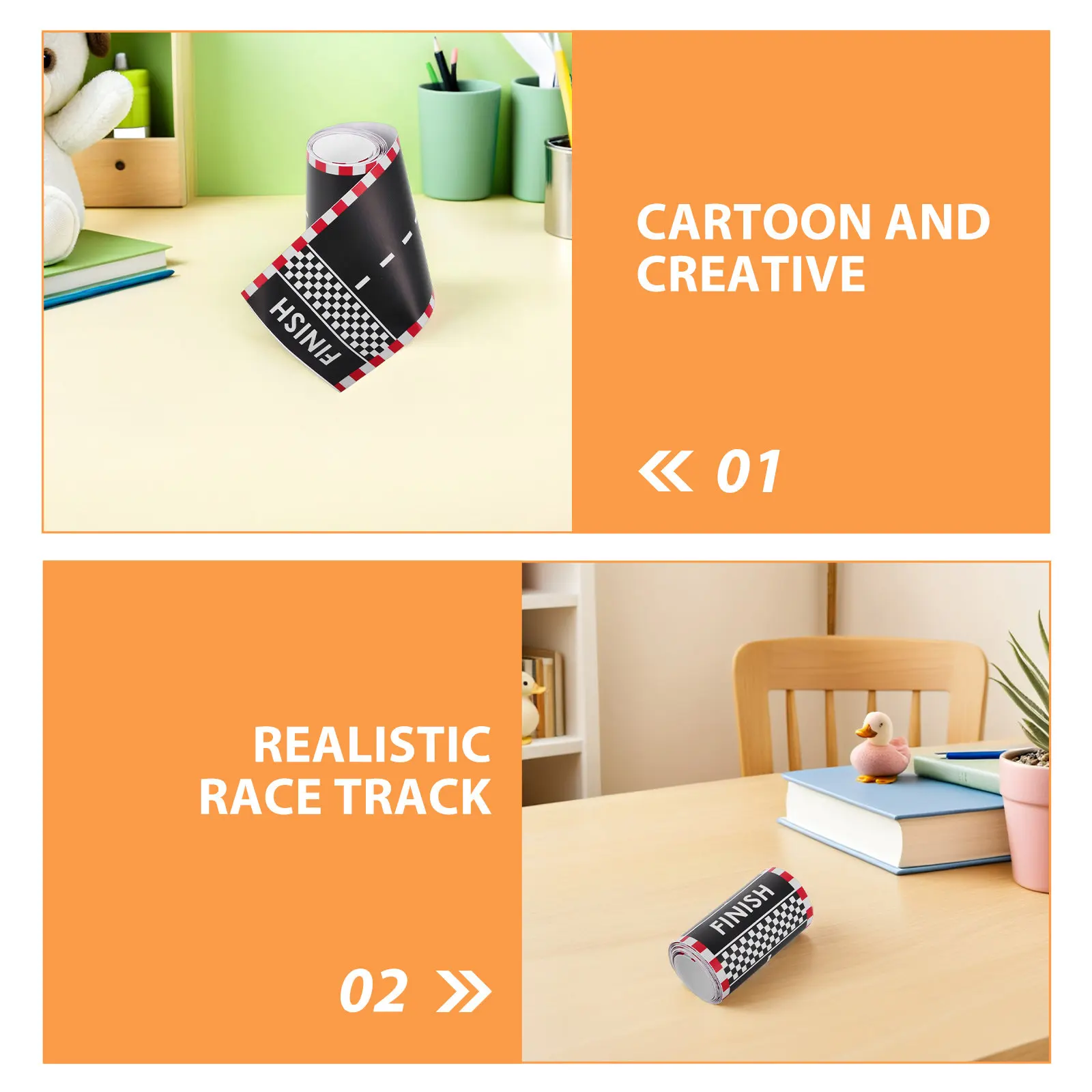 2 Stück Rennstrecken-Klebeband für Kinder Kreative Straßen-Aufkleber Einfach Anzubringen und zu Entfernen Auto-Zubehör Verkehrs-Straßenabziehbilder Rennstrecken-Klebeband