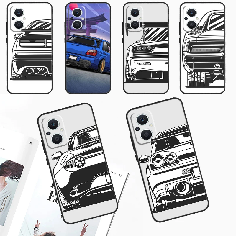 JDM Car Case For OPPO Reno 8 10 Pro 4Z 5Z 8T 4 5 6 7 Lite OPPO Find X6 Pro X3 X2 Neo X5 Lite Cover