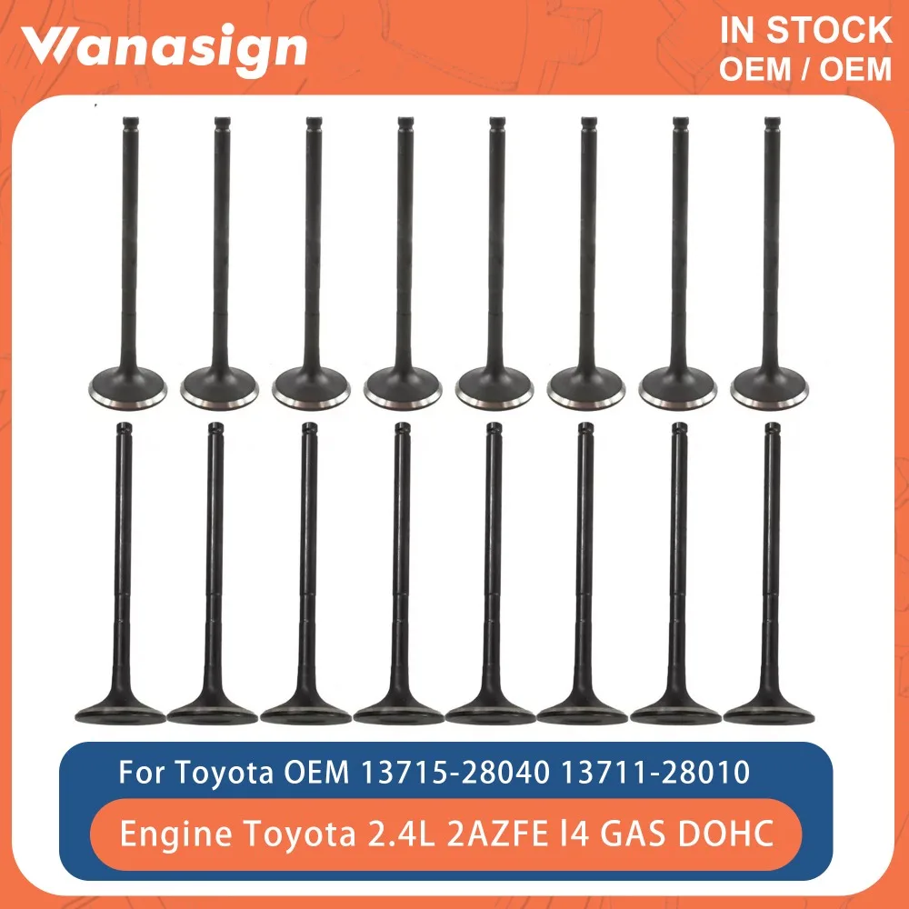 

Engine Intake Exhaust Valve Set Fit 2.0 2.4 L For Toyota Camry LEXUS Scion Matrix RAV4 ALPHARD 2.0L 2.4L 2AZFE l4 GAS DOHC 01-11