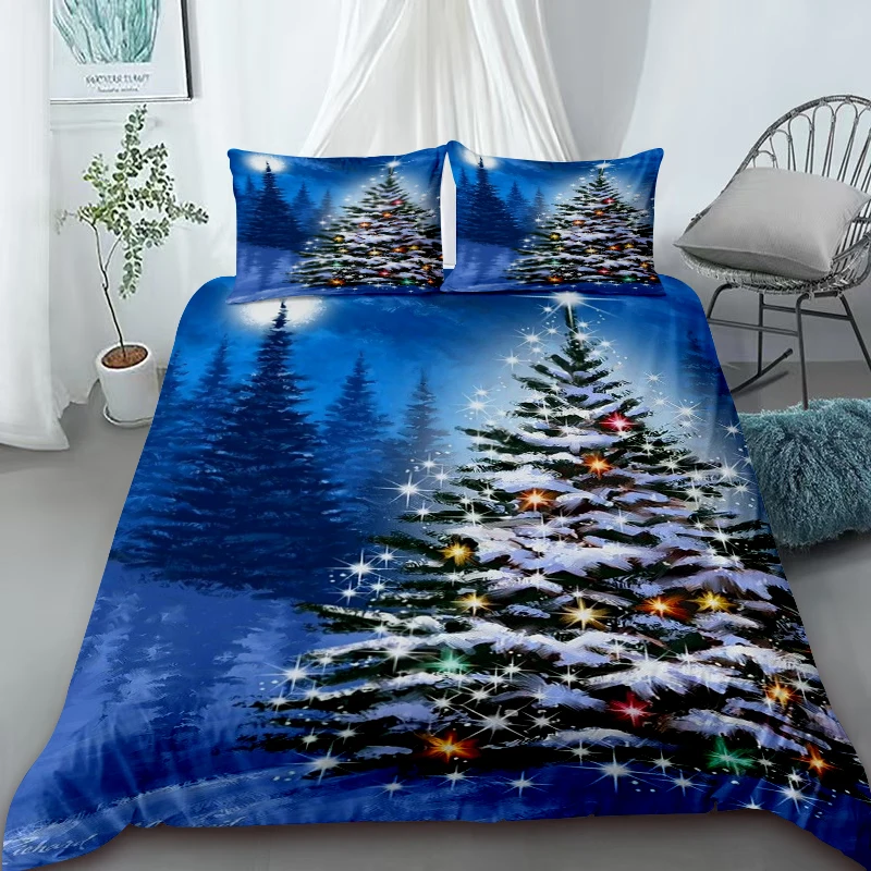 Christmas Duvet Cover Christmas Tree Bedding Set with Zipper 1 Duvet Cover 2 Pillow Case Women Teens Holiday Gifts Bedroom