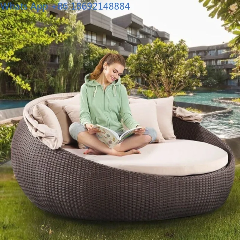 

Outdoor Leisure Garden Patio Rattan Sofa Open-Air Beach Balcony Pool Lazy Outdoor Lounger