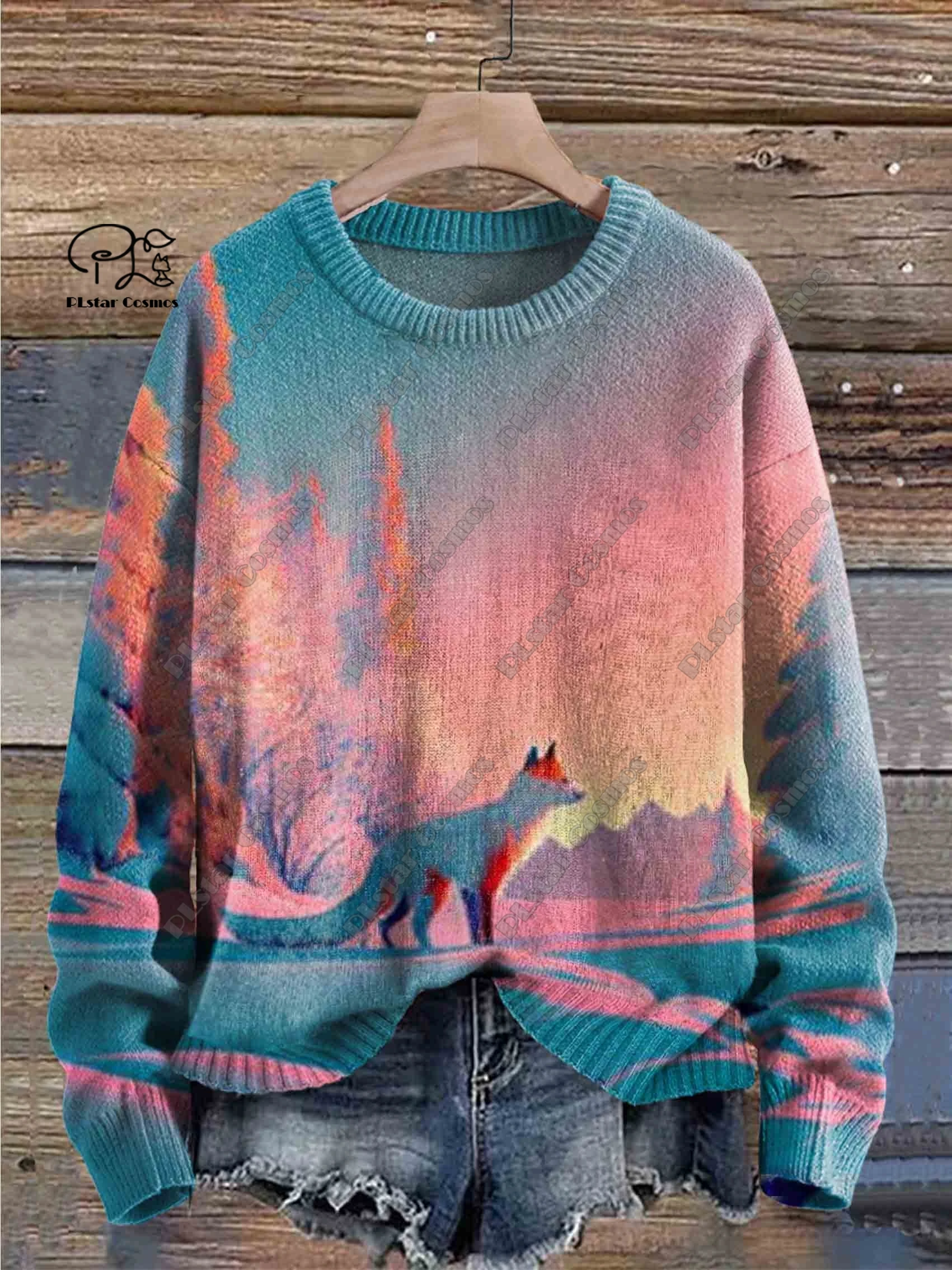 PLstar Cosmos neue 3D-gedruckte Tierserie süßes Fuchsmuster hässlicher Pullover Winter Street Casual Unisex