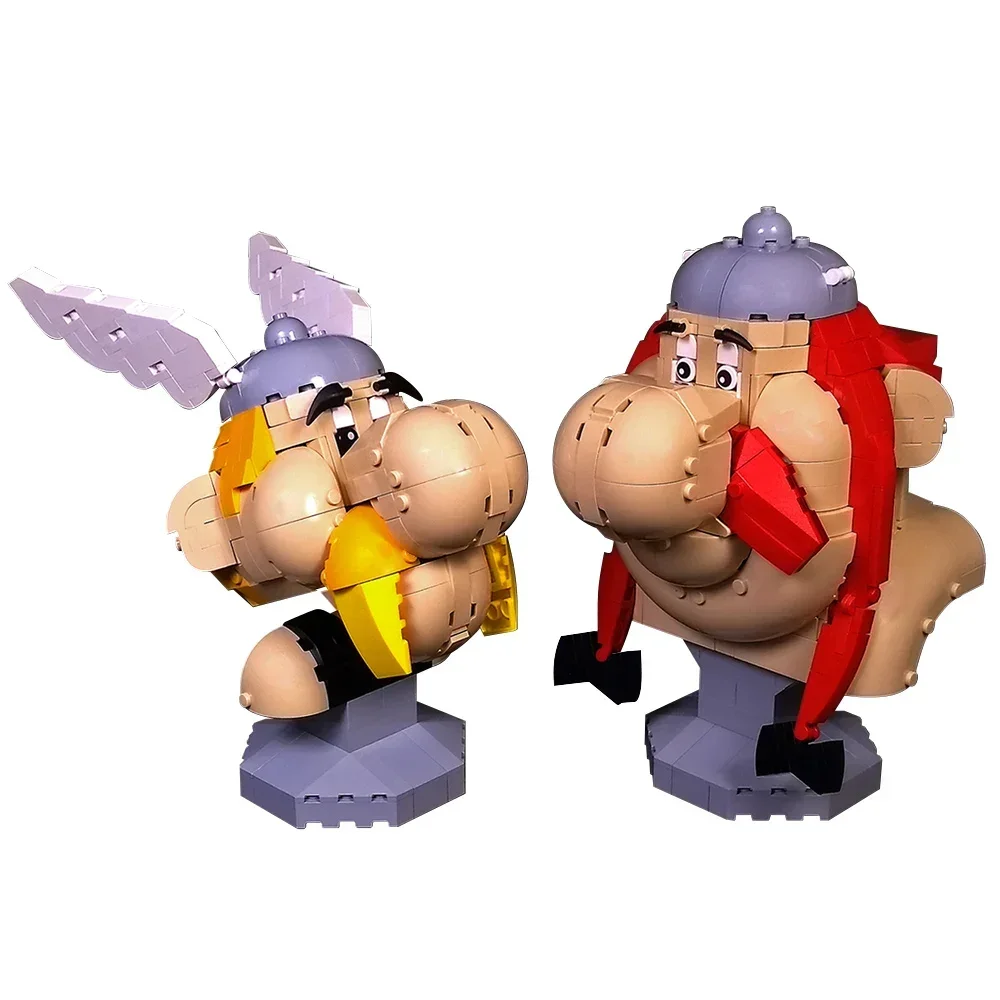 MOC-91023 Iconic Comic Figures Model Asterixs And Obelixs Bust Building Block Set 2-in-1 Toys for Children Birthday Gift 997 PCS