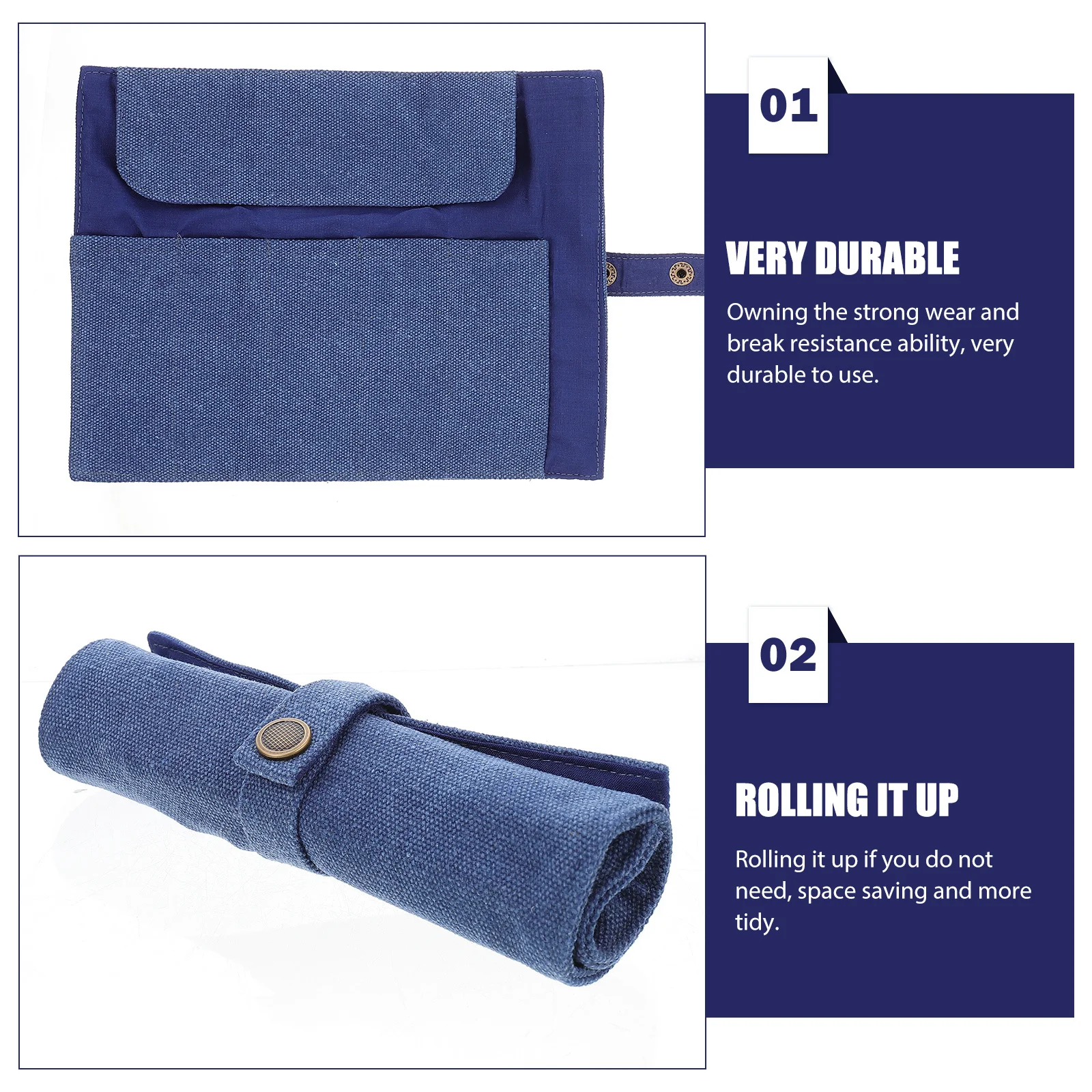 กระเป๋าใส่ดินสอแบบม้วนได้ กระเป๋าดินสอผ้าแคนวาสแบบพกพาสำหรับอุปกรณ์วาดภาพศิลปะ พกพาสะดวก ดีไซน์พับได้ เหมาะสำหรับการเดินทางไปโรงเรียน