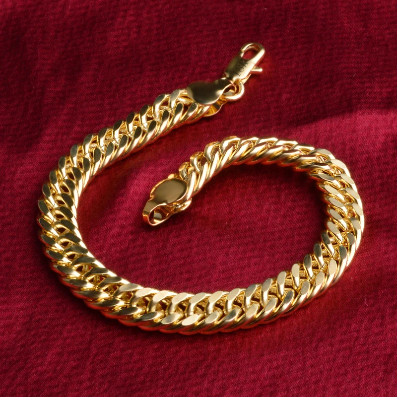 Promotion Elegant Mens Chain Bracelets Gold Coated Fashion Jewelry Wholesale Wristband Hand Bracelets Gift