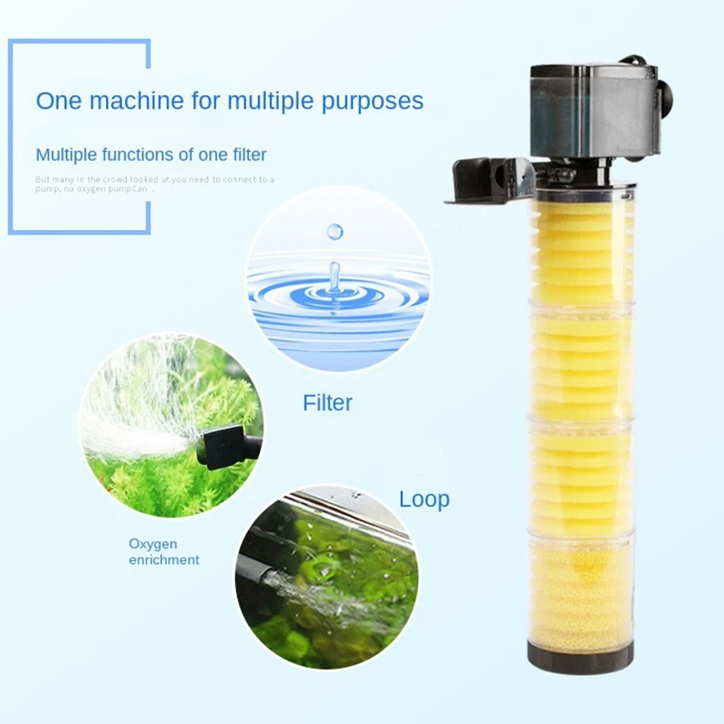 Fish Tank Circulating System 3in1 Water Filter Purification Circulating Submersible Pump For Small Household Water Change