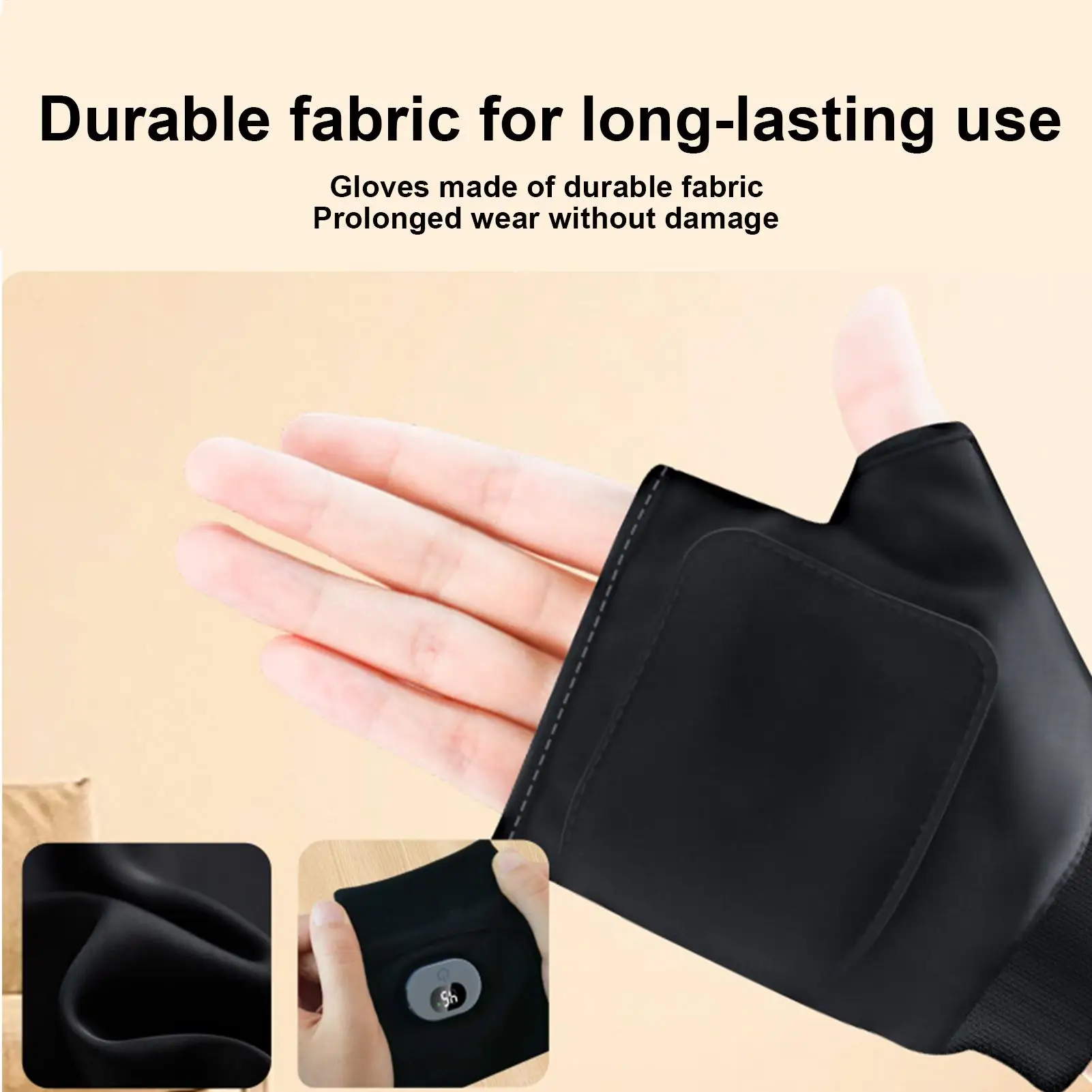 

Heated Gloves Rechargeable Fingerless 3 Levels Digital Display Gloves Electric Hand Warming Mitten For Winter Camping Cycling