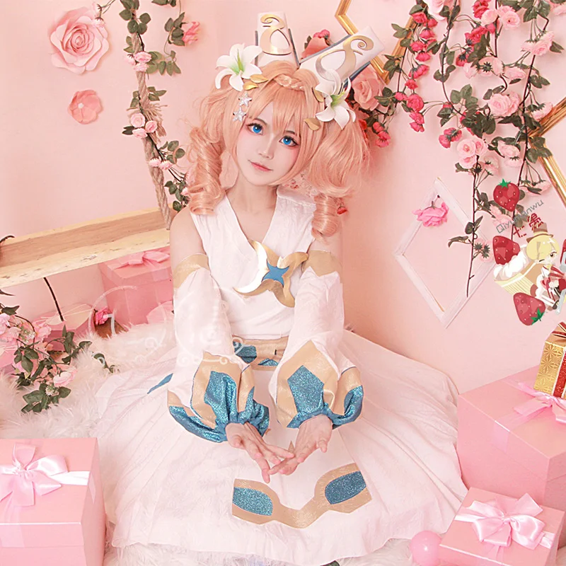 

Game Arena of Valor Cai Wenji Cosplay Cute White Shawl Dress starry minstrel Costume Female Outfit
