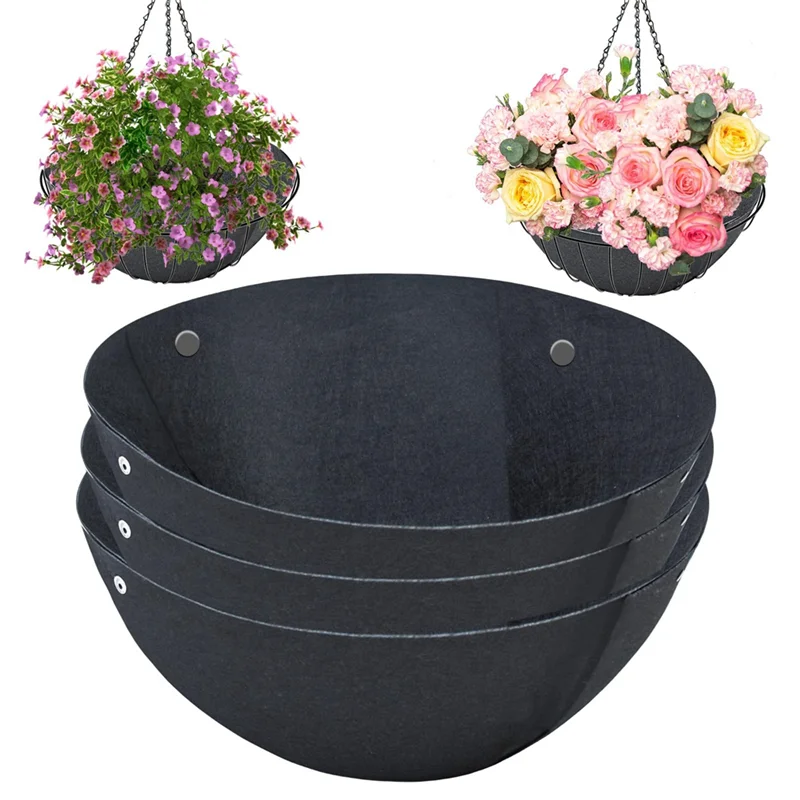 

Reliable 14/16 Inch Hanging Flower Basket Liners Fabric Hanging Plant Liners Non-Woven Black Felt 6Piece