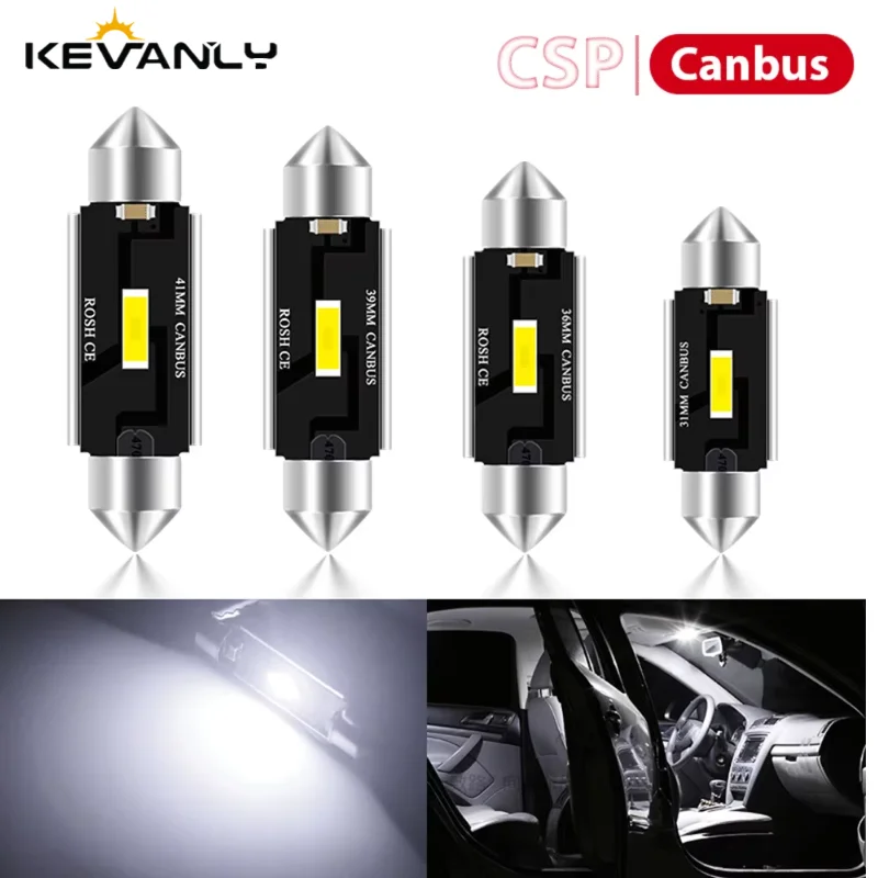 1x CSP 1860chip C5W LED Car 31mm 36mm 39mm Festoon Reading Light Auto Interior Dome Vehicle Trunk Door Lamp Bulb 6000k DC12V
