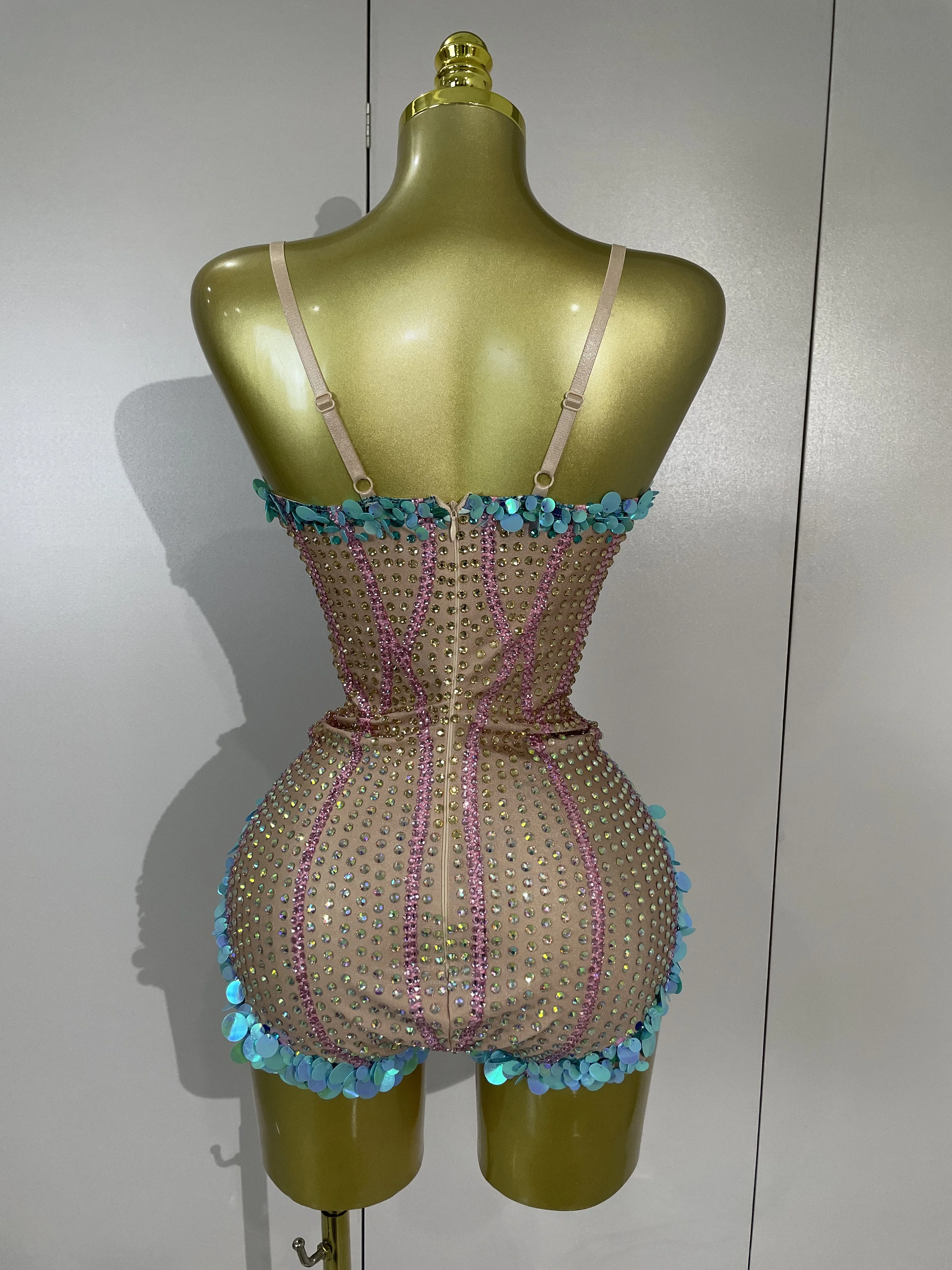 Luxury Sparkly Rhinestones Sequins Spandex Stretch Bodysuits Eveing Birthday Party Prom Dancer Bar Nightclub Sexy Stage Costume - view 3
