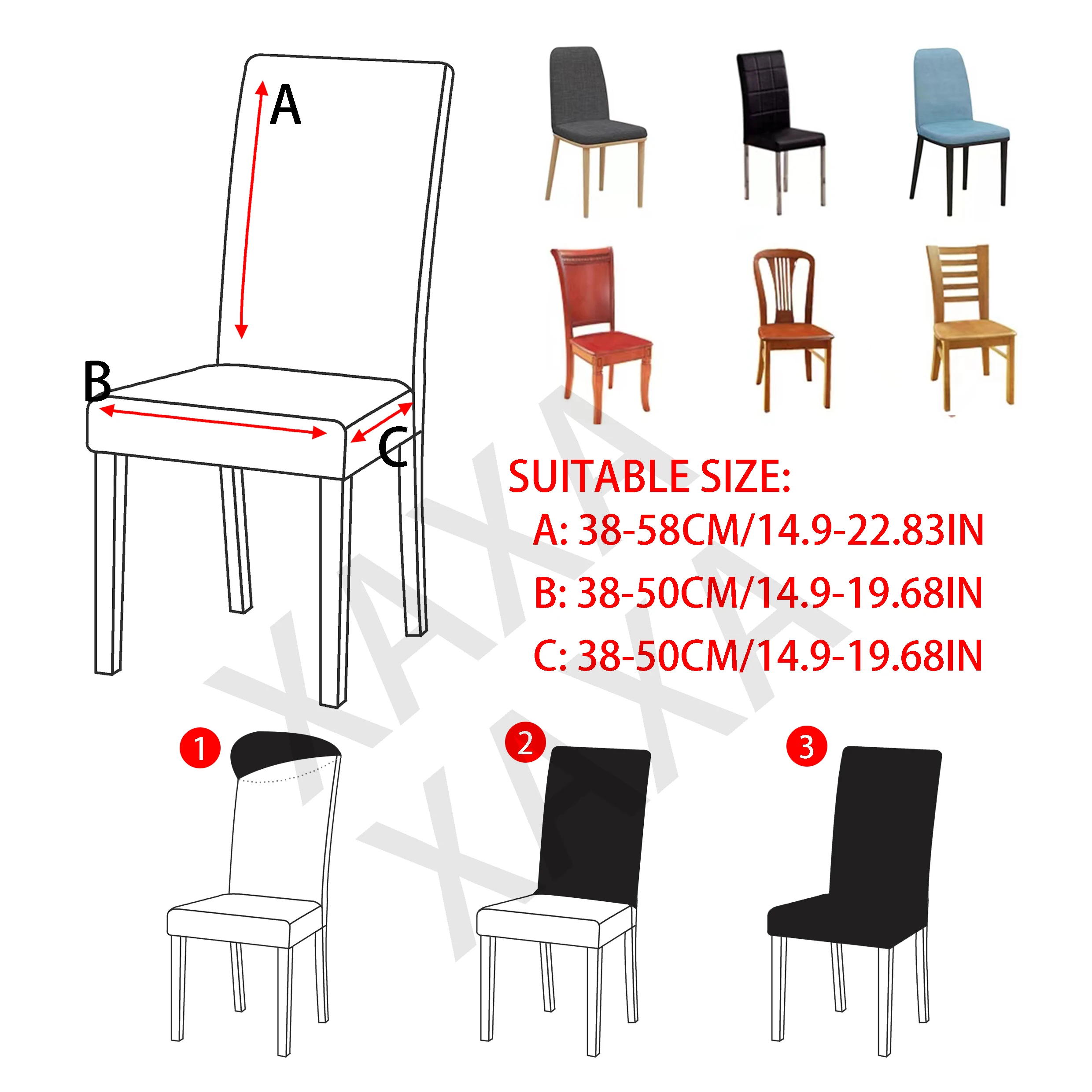 XAXA Spandex Chair Cover 34 Colors Hotels Living Room Banquet Universal Size Printed Elastic Dining Chair Protector  Washable