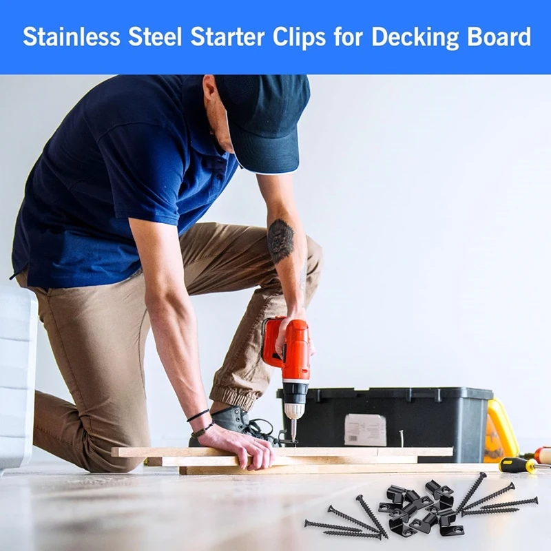 FYBL 50Pc Universal Decking Clips with Torx Screws, Stainless Steel Fasteners for Deck, for Starter Clips Kit with Torx Bit