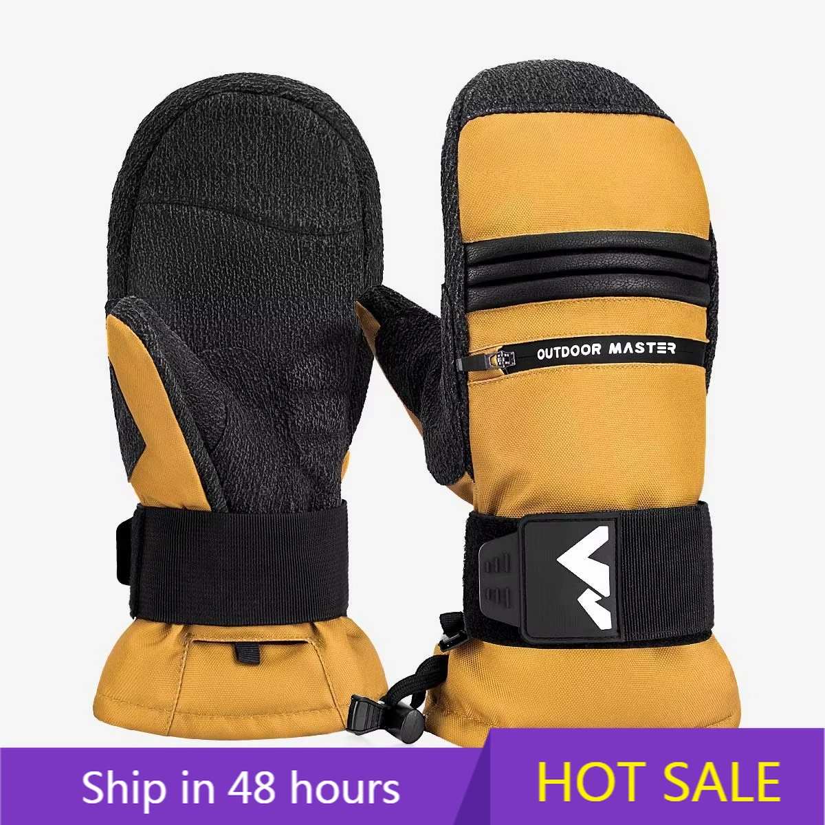 

POWER LEAP 3M Insulated Heated Mittens - Waterproof Windproof Ski Gloves with Kevlar Palm for Men Women