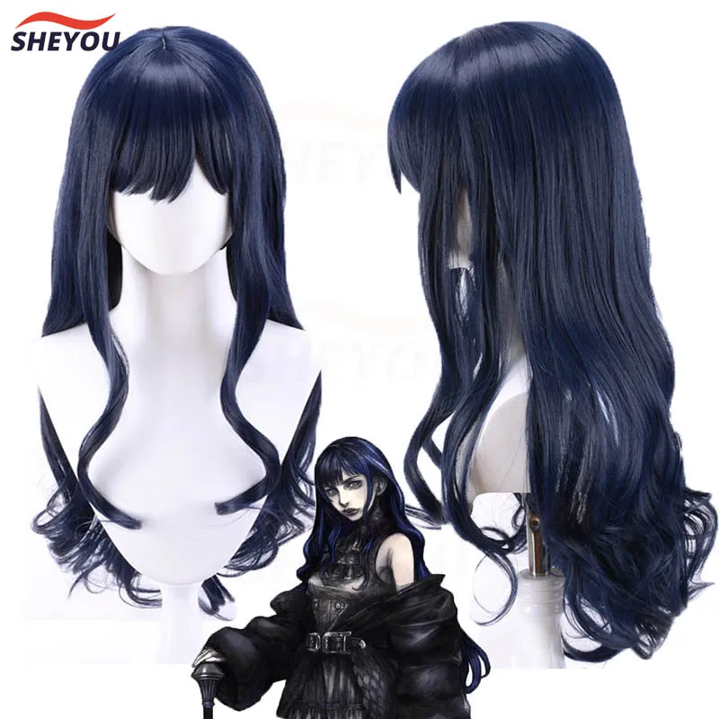 

Gaia Cosplay Wig Game Final Fantasy XIV FF14 Dark Blue Long Heat Resistant Synthetic Hair Anime Cosplay Wigs + Free Wig Cap