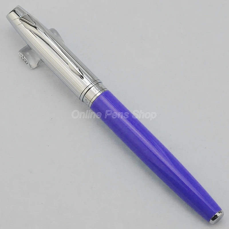 Baoer Purple And Silver Metal F Nib 0.38MM Fountain Pen BF228