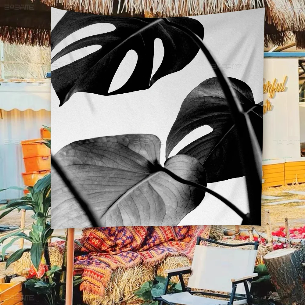 Black And White Plant Retro Flags Multiple Choice Living Studio Booth Interior Decoration Banner