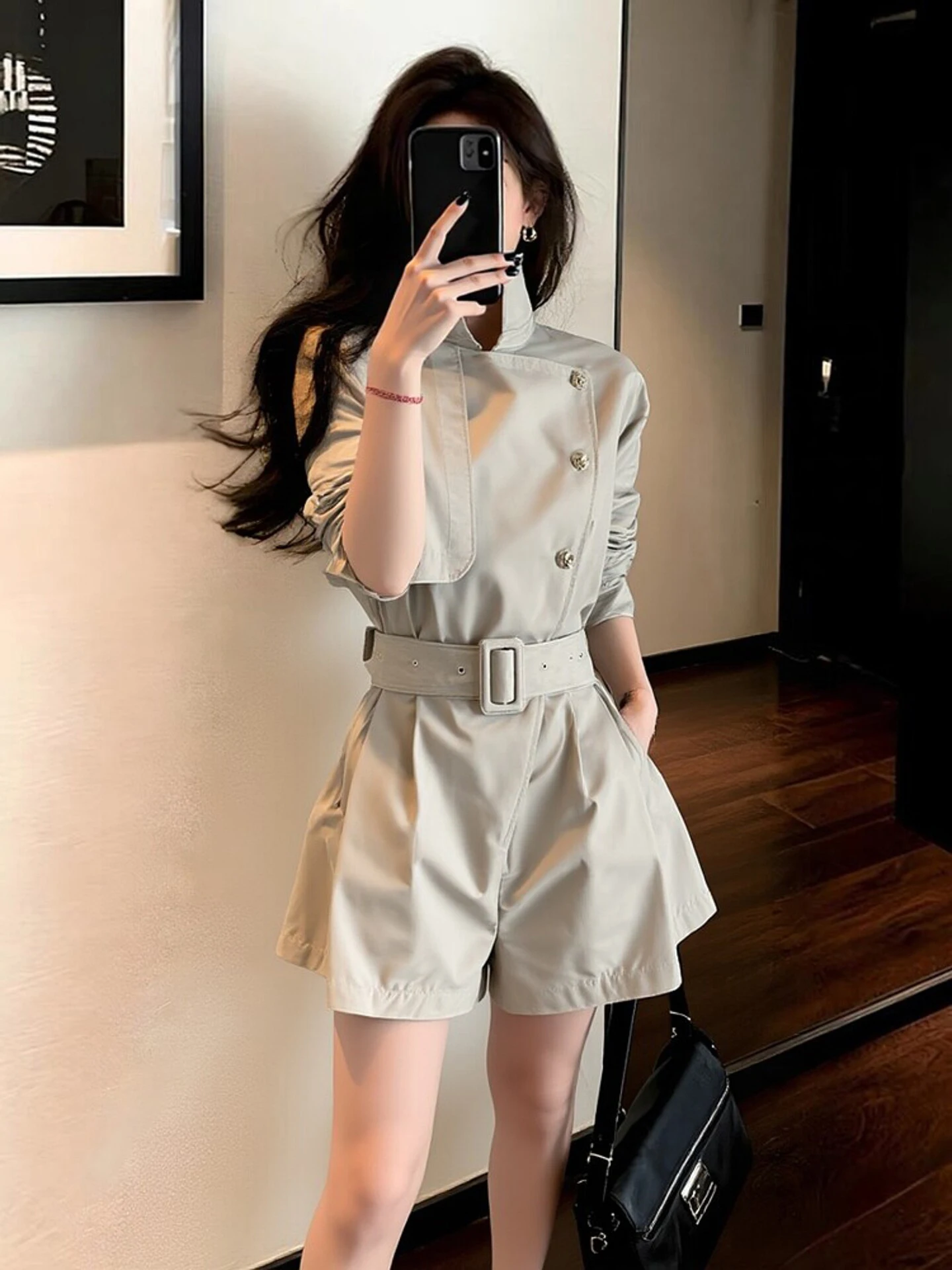 

Grey Romper Pants Women's 2026 New Summer Elegance Luxury Small Size Workwear One-Piece Suit Casual Style Natural Waist