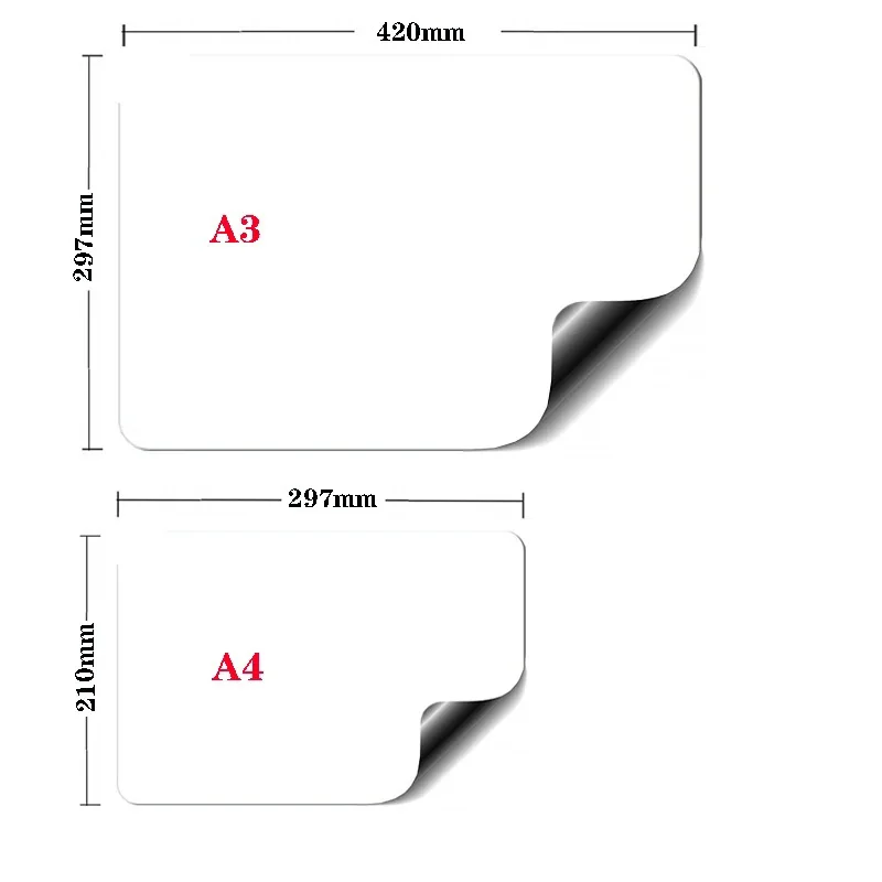 A3 A4 مغناطيس الثلاجة المغناطيسي السبورة الجافة محو مجلس الثلاجة قابل للمسح مرنة علامة ورقة المطبخ مذكرة قائمة البقالة