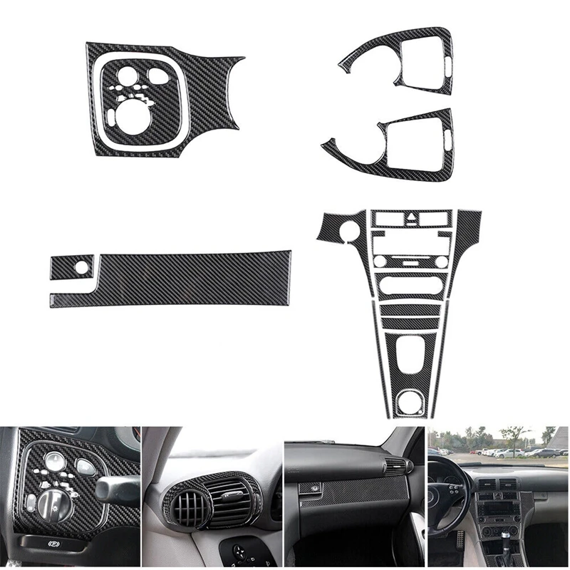 

For Mercedes-Benz C-Class W203 2005-2007 Carbon Fiber Full Interior Set Trim Cover Decoration Sticker Parts Accessories 17PCS