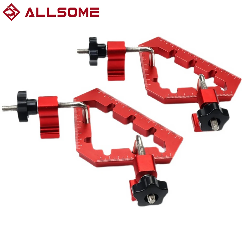 

ALLSOME 45°& 90° Woodworking Clamps Positioning Block Adjustable Angle Clip Ruler Right Angle L-Shaped Auxiliary Fixture Tool