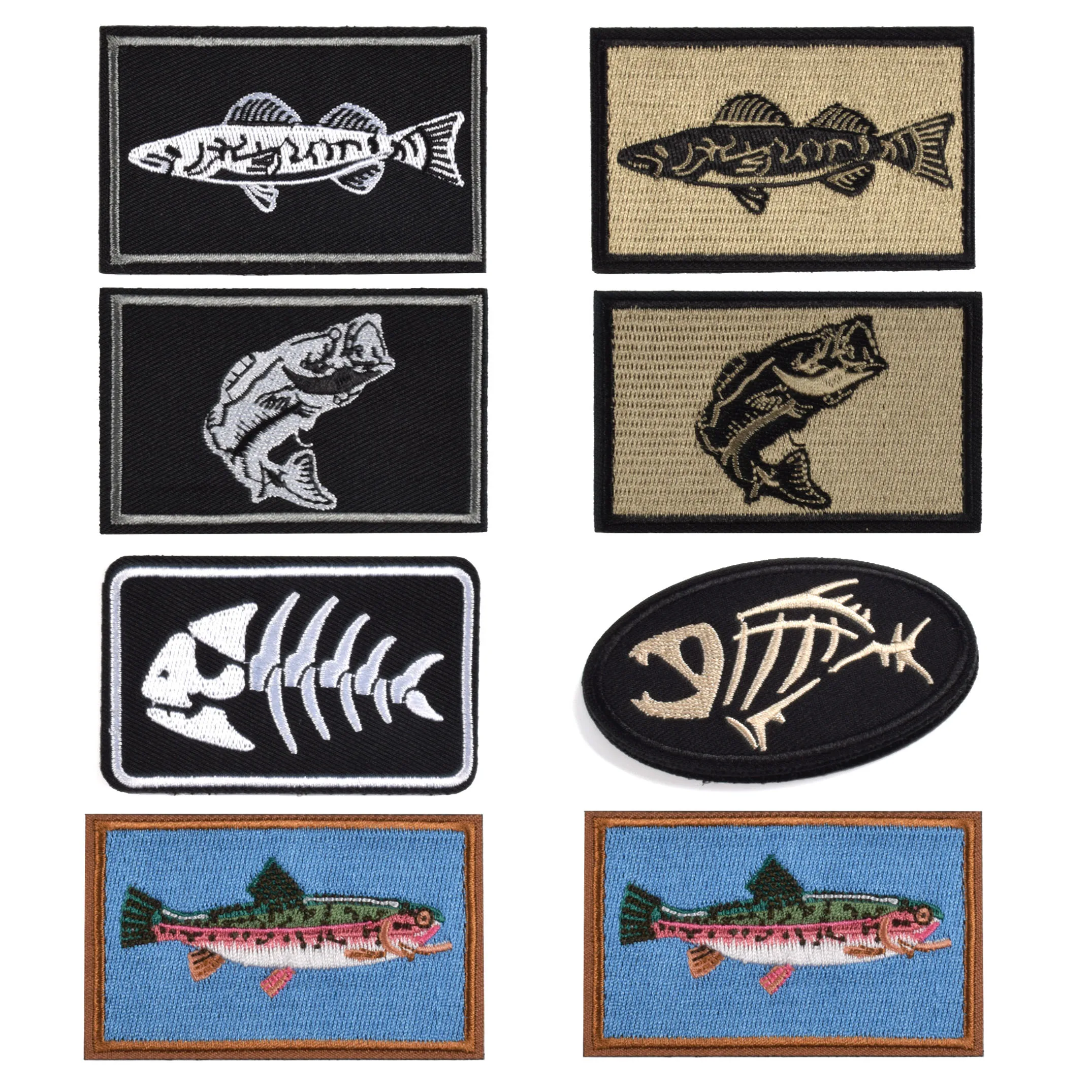 

Fishbone Embroidery Patch Hook and Loop Fish Badge, Armband, Orangutan, Chest Strip Stick on Caps, Jacket, Backpack