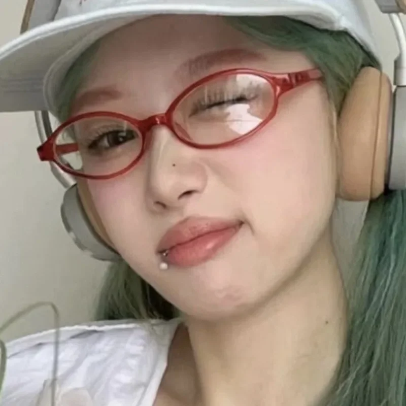 2025 Trendy Y2K Retro Oval Square Blue Green Small Frame Glasses Frame Women Anti Blue Light Glasses Vintage Eyeglasses Goggles