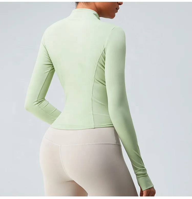 Long Sleeve Yoga Jackets Women Nude Zipper Fitness Clothing Running Exercise Slim Yoga Clothing Tops