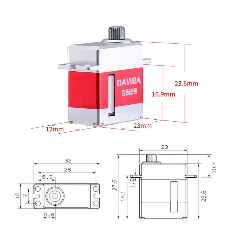 KST Daviga DS213 6V 3kg 0.07sec Metal Gear Servo Motor CNC for UAV RC Car Robot Arm Helicopter Airplane Parts