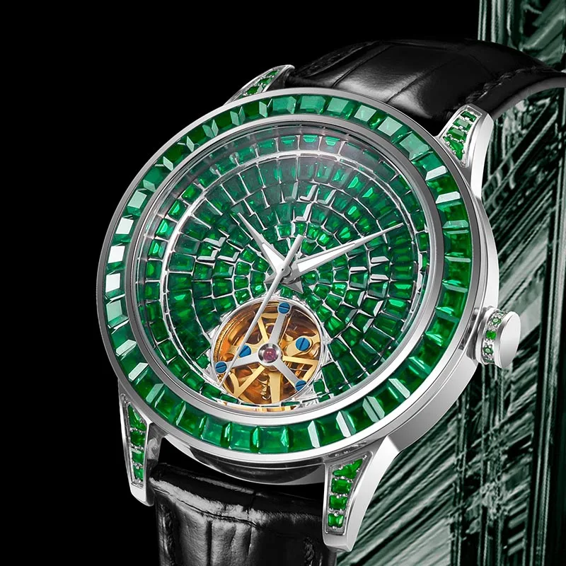 PINDU full diamond series mechanical watch for men, European trendy fully automatic mechanical movement, interesting design part