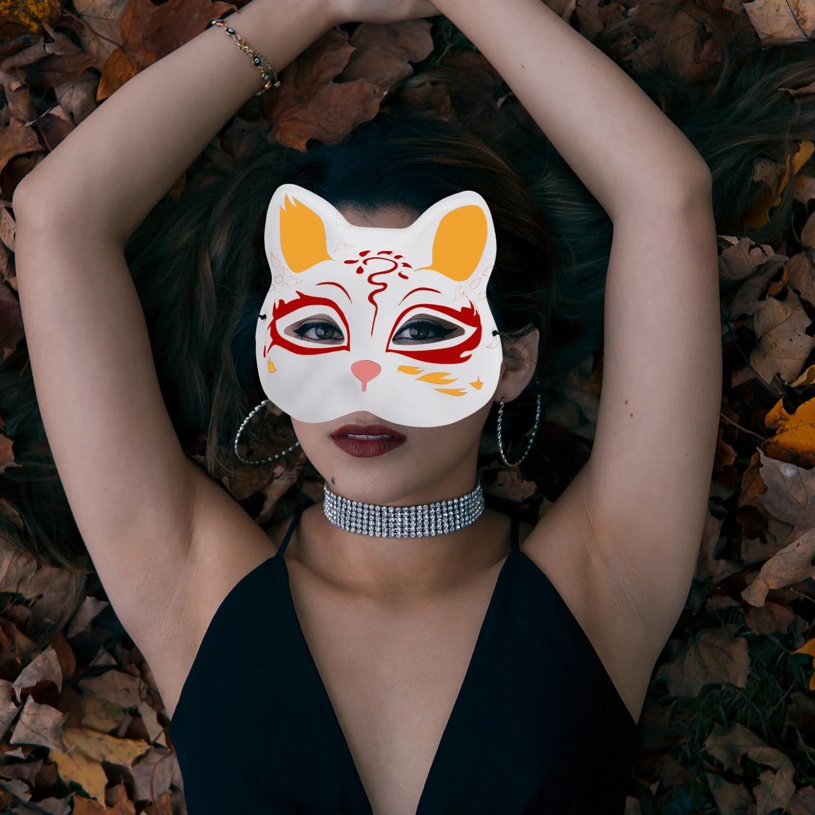 

1Set DIY Mask Set Blank Cat Mask Painting Prop Halloween Masquerade Unpainted Animal Face Cosplay Accessory Cat Masks DIY