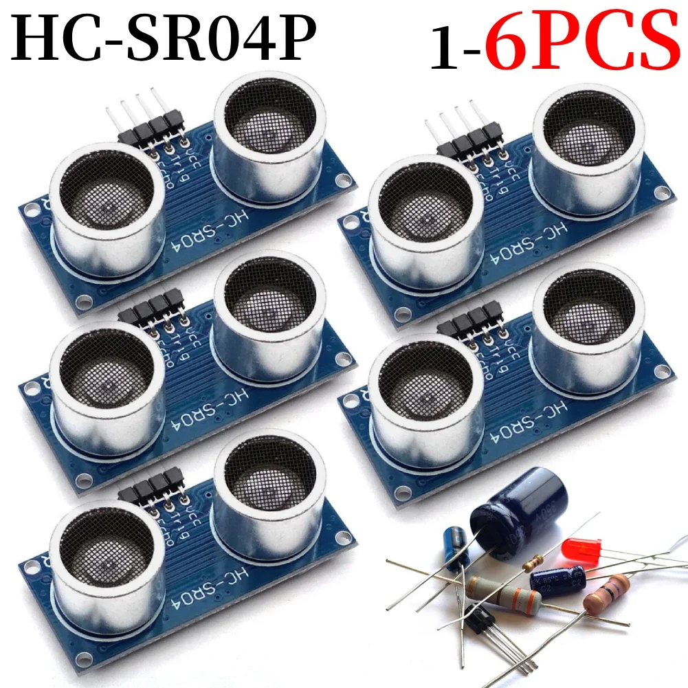 1-6PCS HC-SR04P Ultrasonic Sensor Detector 3-5.5V Wide Voltage Distance Measuring Transducer HC SR04 Electronic Components