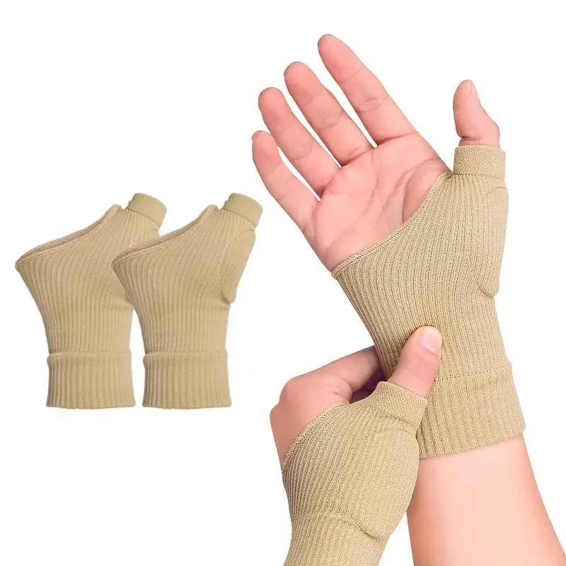 1 Paar Handgelenk-Daumen-Kompressions-Arthritis-Handschuhe, atmungsaktive Handgelenkstütze, Handgelenk-Hülse mit Gel-Daumenverletzungspolstern – Detail 3