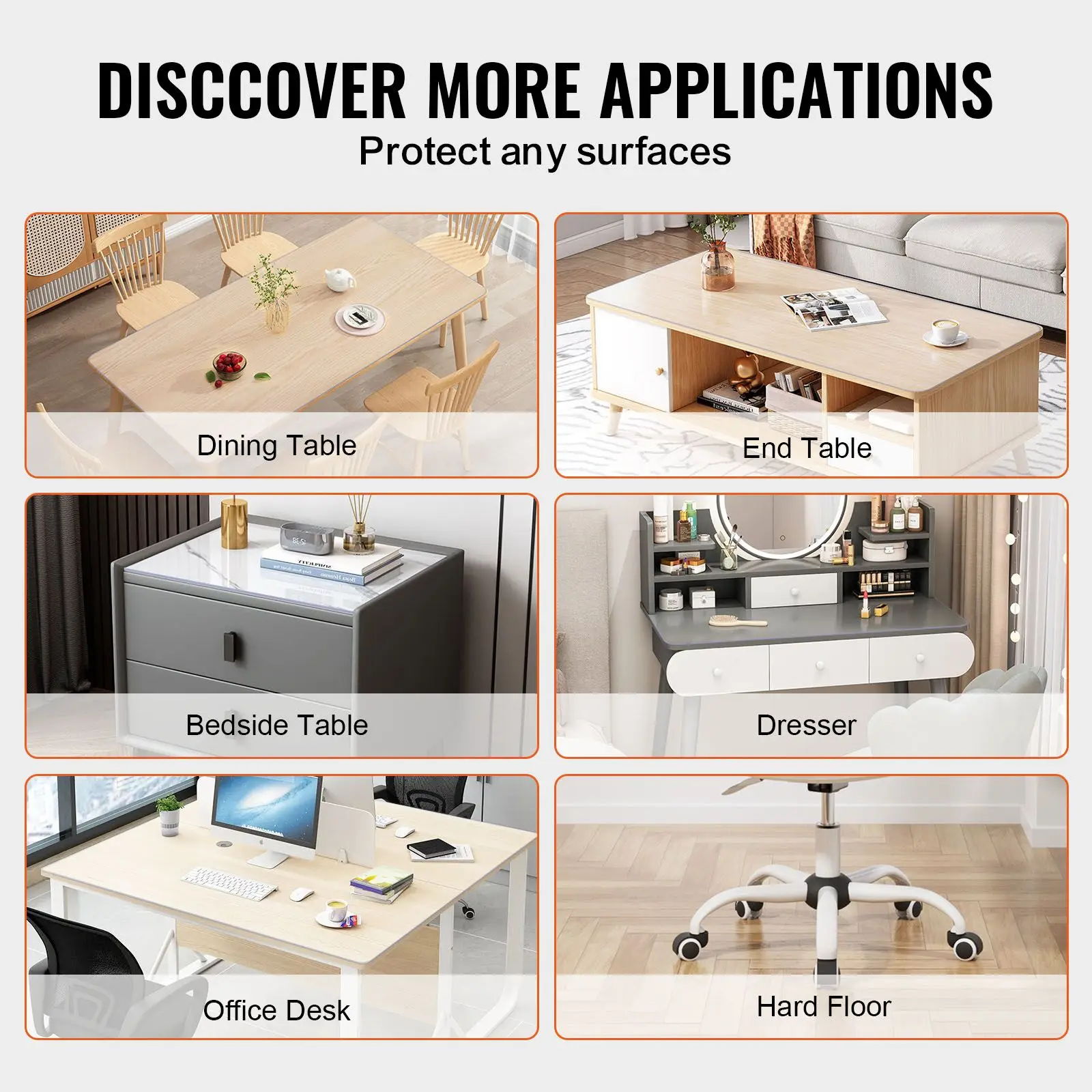 Plastic Table Cover, 36 x 54 Inch 1.5 mm Thick Clear Table Protector, Rectangle PVC Desk Mat, Waterproof & Easy Cleaning Desk Pad Tablecloth, for Office Dresser Dining Room Table Night Stand