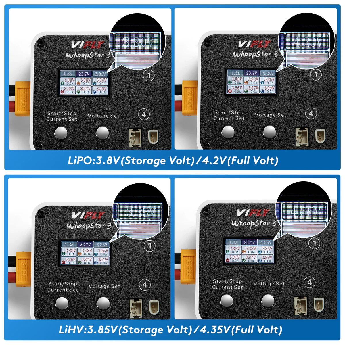 Nowy VIFLY WhoopStor 3 V3 6 portów 1S funkcja przechowywania ładowarka do baterii LIPO rozładowania dla FPV Tinywhoop 4.2V 4.35V BT2.0 PH2.0