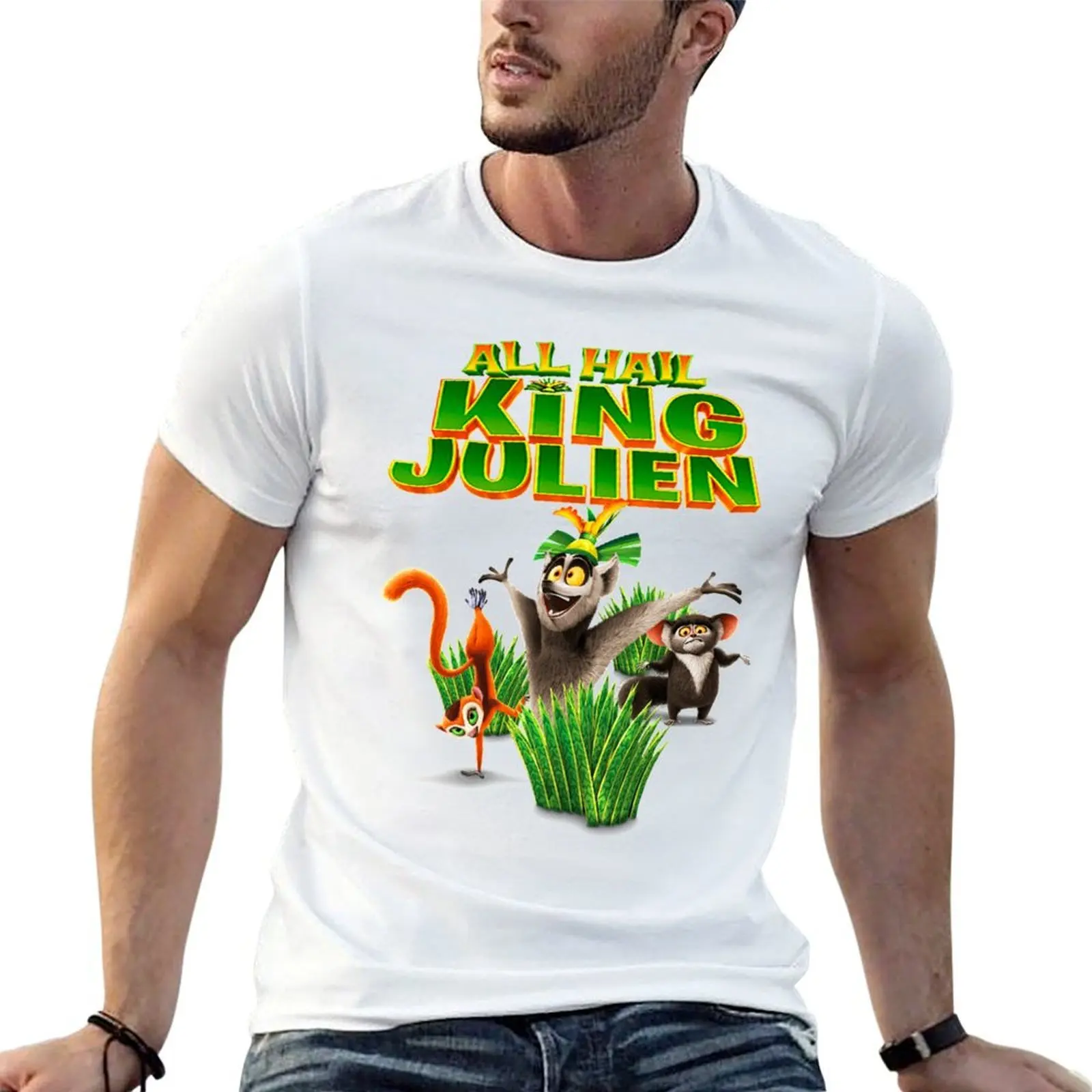 Camiseta de algodón con estampado de All Hail King Julien, regalo para fanáticos, camiseta de algodón con estampado de All Hail King Julien Crimson, paquete de camisetas divertidas, camiseta de algodón