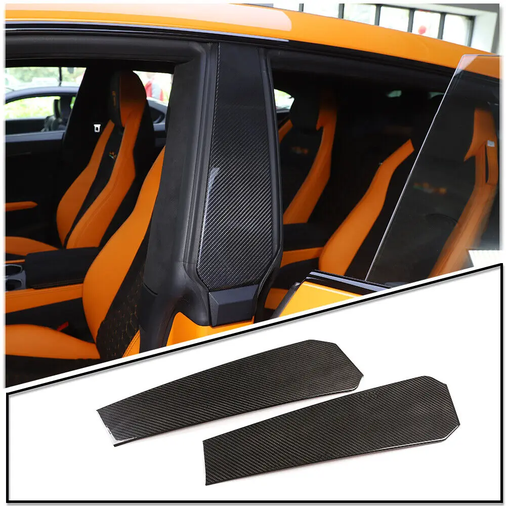 Real Carbon Fiber Door Trim B-Pillar Panel Cover For Lamborghini URUS 2018-2023