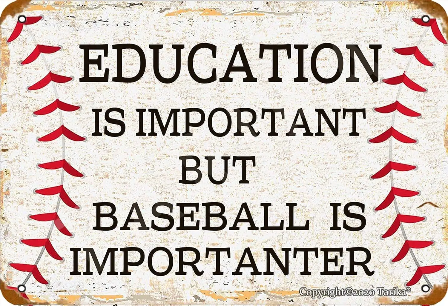 BIGYAK OSONA Education is Important But Baseball is Importanter 20X30 cm Retro Look Metal Decoration Art Sign for Home Kitchen B