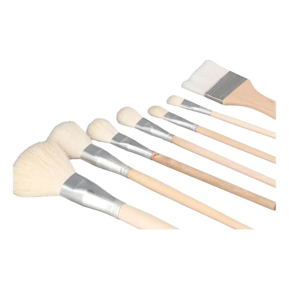 Goat Hair Mop Brush Wood Color 7 Pieces Versatile Blending Brush Multifunctional Goat Hair Blending Brush For Acrylic Painting