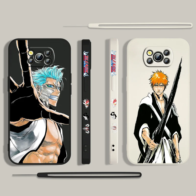 Bleach Kurosaki Ichigo For Xiaomi Poco Cover For X4 X3 F4 NFC M6 M5 M4 M3 GT S Pro 4G 5G Liquid Left Rope Phone Case