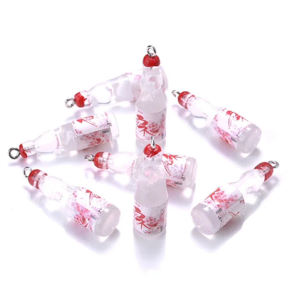 10 szt. żywicznych zawieszek w kształcie butelek z sokiem, żywiczne wisiorki z napojami, mini zawieszki w kształcie butelek z sokiem, urocze, kolorowe