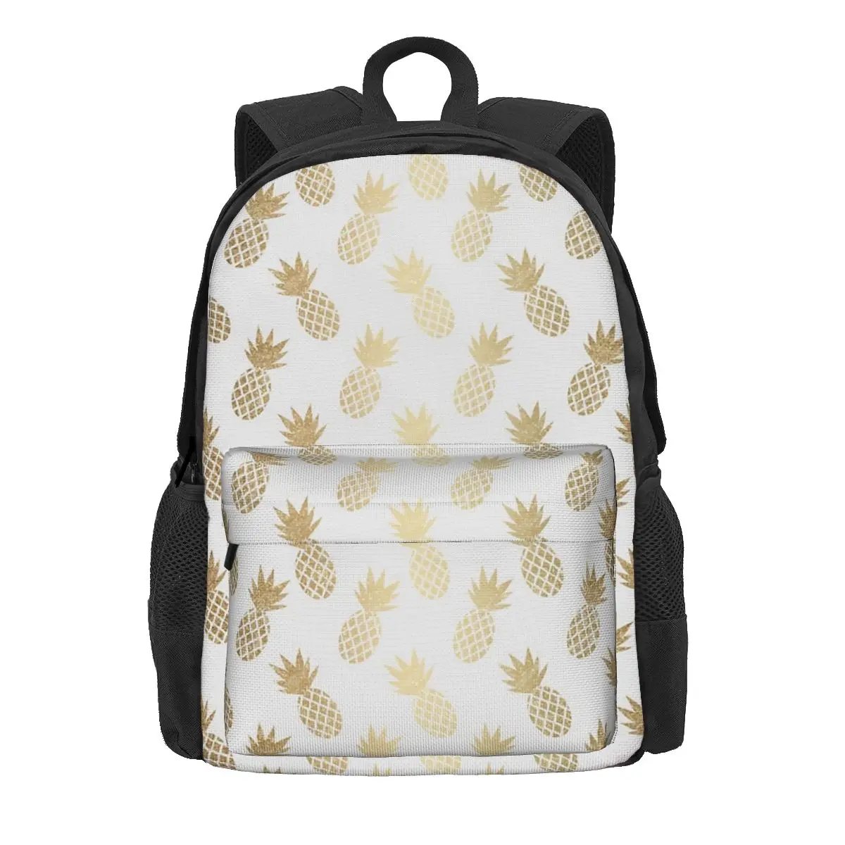 Gold Ananas Muster Rucksäcke Jungen Mädchen Bücher tasche Studenten Schult aschen Cartoon Kind Reise Rucksack Umhängetasche große Kapazität