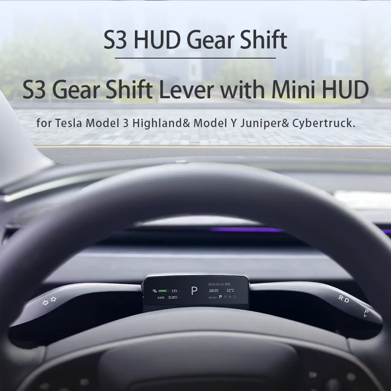 

HUD Gear Shift Lever for Tesla Model 3 Highland 2024+ Smart Turning Stalks HUD Instrument Display Physical Shift Grab Kit Handle