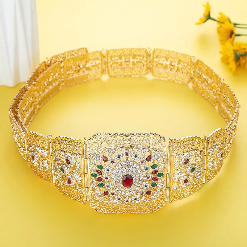 

Luxury Arab Caftan Metal Waist Chain For Women Wedding Dress Body Jewelry Gold Color Moroccan Belt Adjustable Length (6)