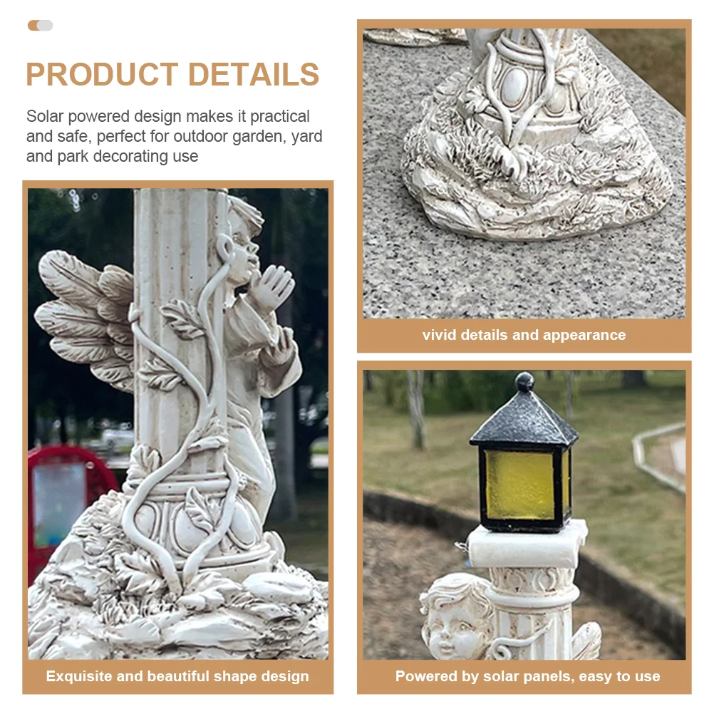 

Roman Column Ornaments Solar Glowing Decoration Solar Resin Figurines Glowing Garden Decor Statue Outdoor Yard Park